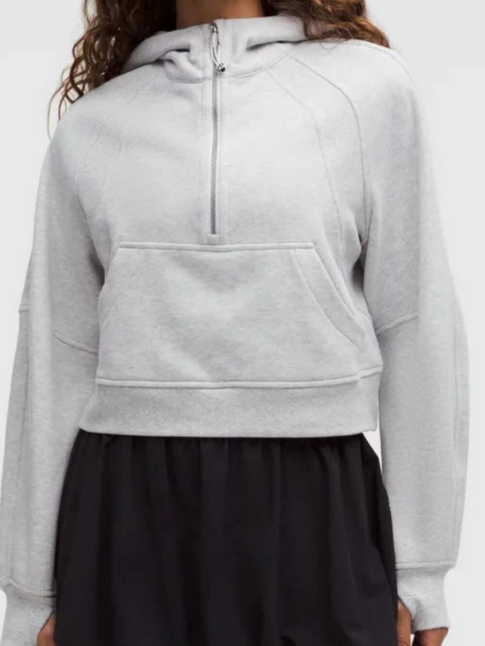 LULULEMON Women's Scuba Cropped Sweatshirt Small Gray Logo Half Zip Pocket
